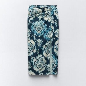 Zara ruched printed midi skirt